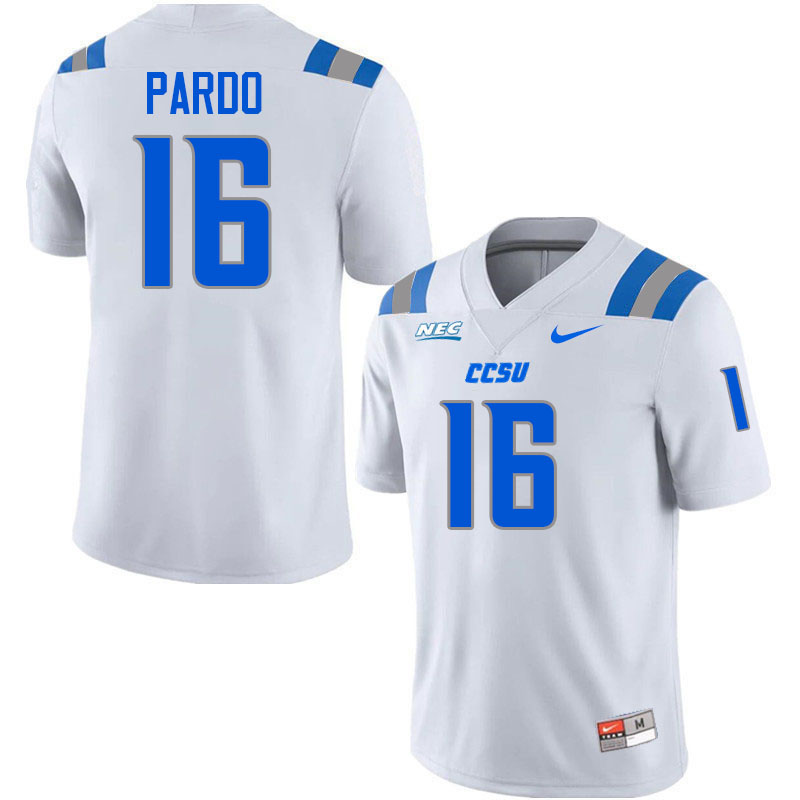 Central Connecticut Blue Devils #16 Dave Pardo College Football Jerseys,Uniforms-White
